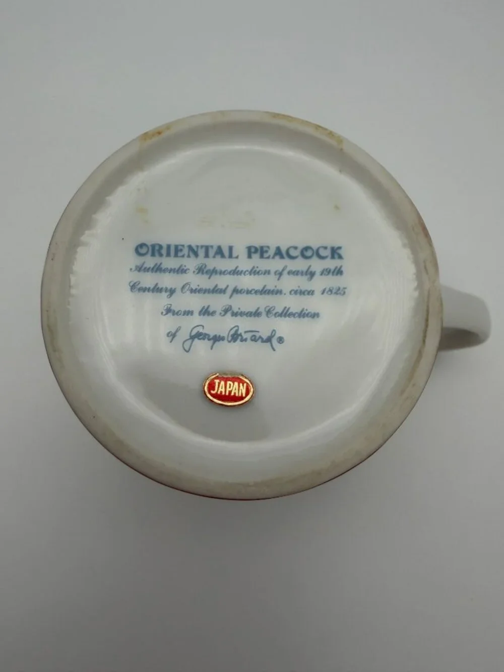 Georges Briard Oriental Peacock Japan Sugar Creamer Set Porcelain MCM Bird Decor